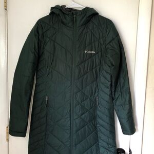 Columbia Size Small Women's Heavenly Long Hooded Ski Jacket Green